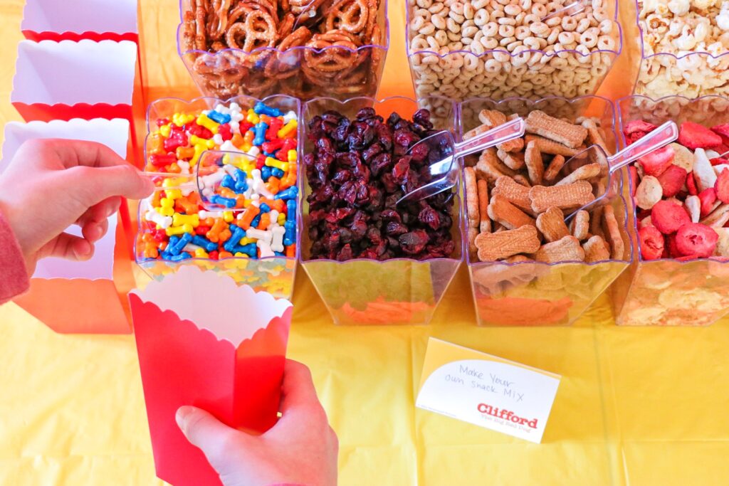Clifford the Big Red Dog birthday party food: Make Your Own Snack Mix Bar