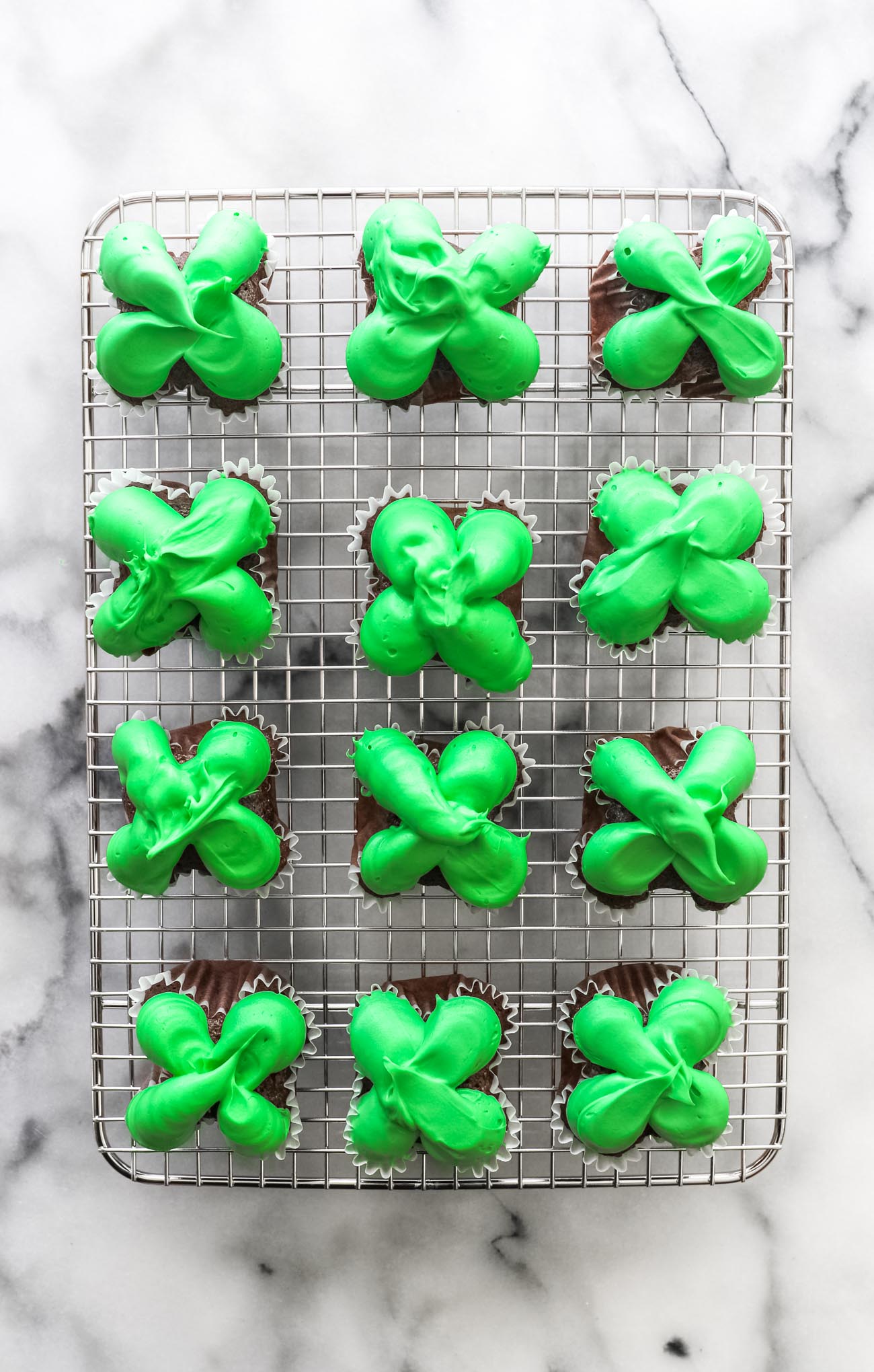 St. Patrick's Day shamrock cupcakes