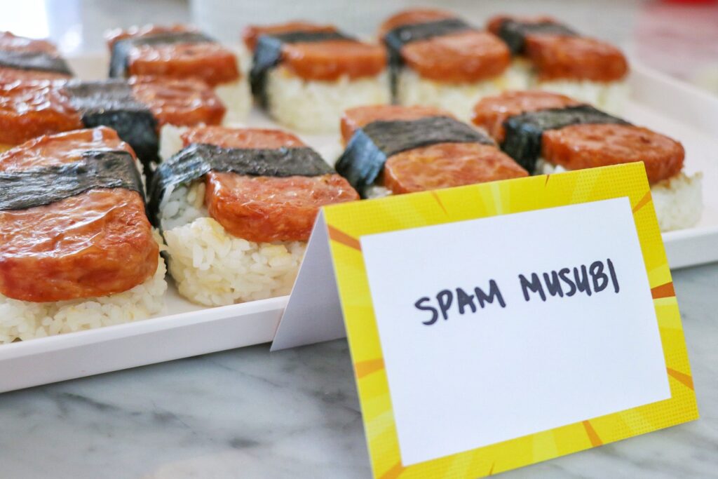 anime party food ideas: spam musubi