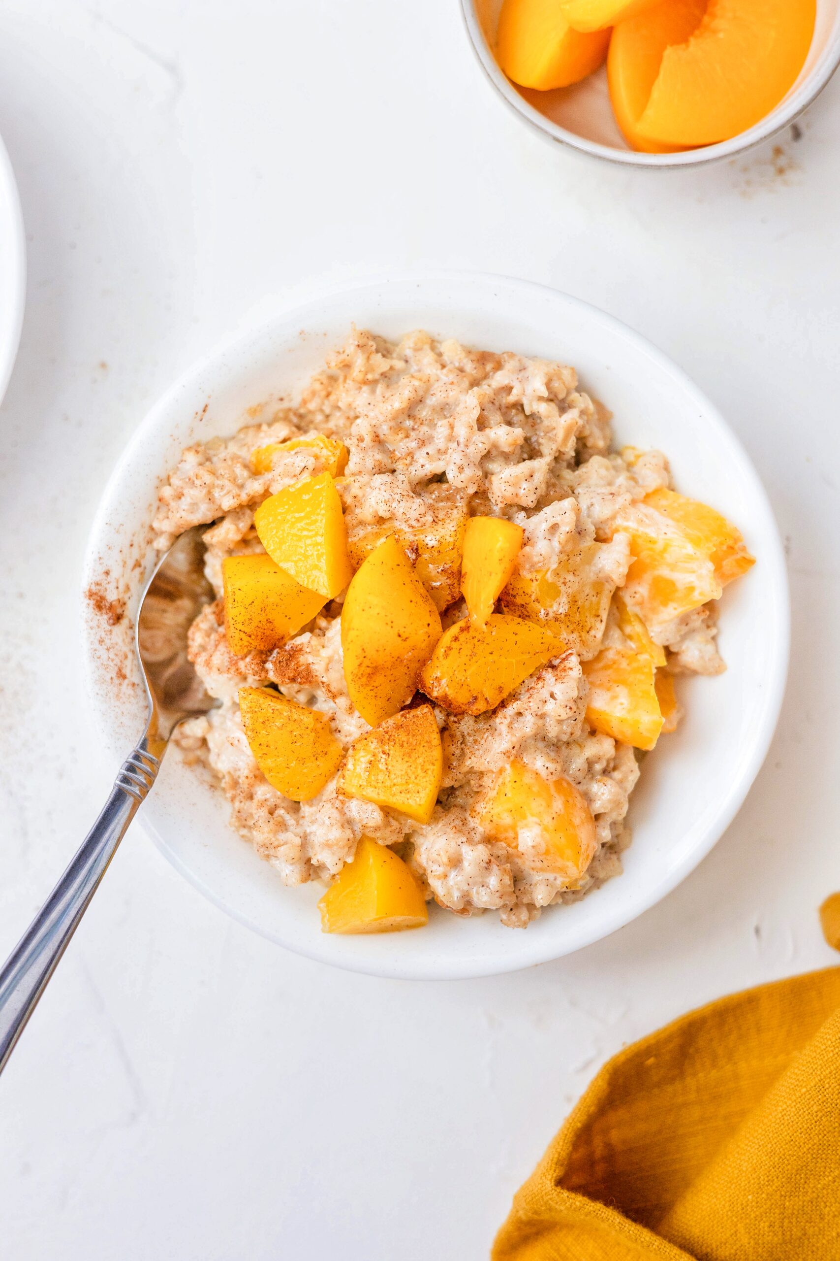 Peaches and cream Instant Pot oatmeal pot in pot