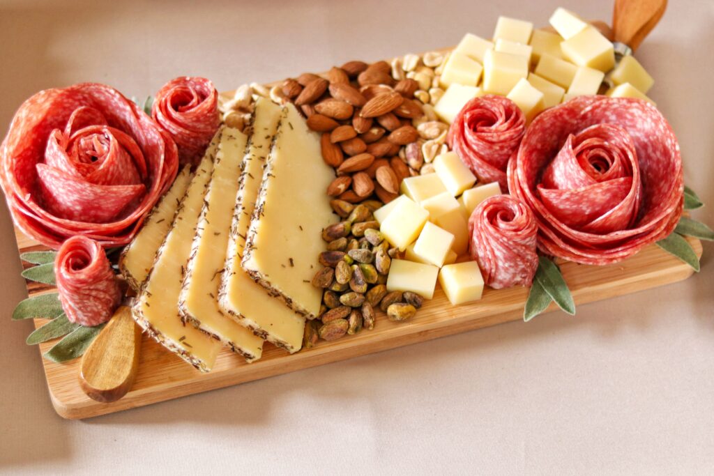 Charcuterie with Salami Roses instructions