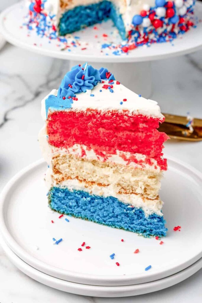 Layered Red, White, And Blue Fourth Of July Cake
