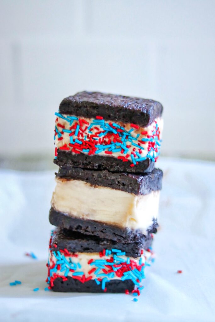 4th of July Brownie Ice Cream Sandwiches