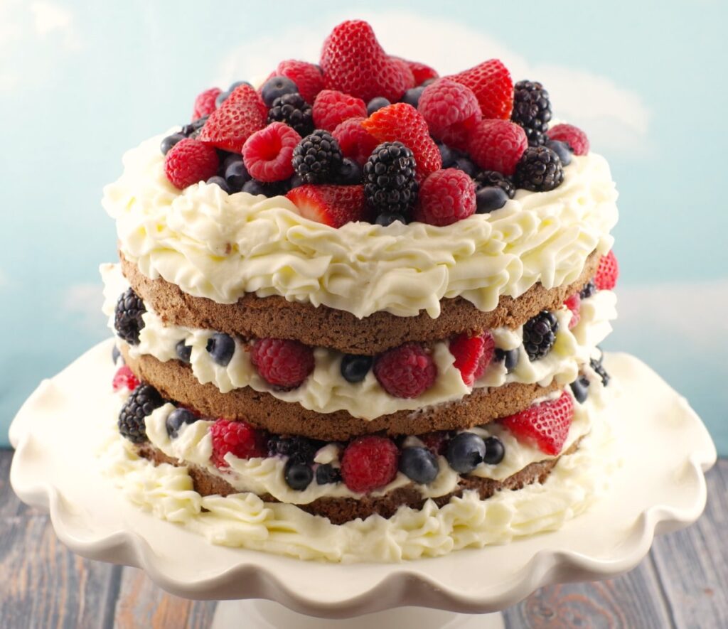 Chocolate Genoise Sponge Cake with Summer Berries