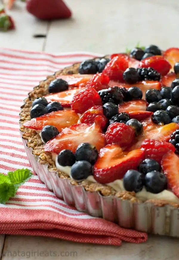 Grain Free Red, White, and Blue Berry Fruit Tart