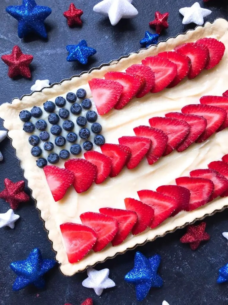 Patriotic American Flag Fruit Tart