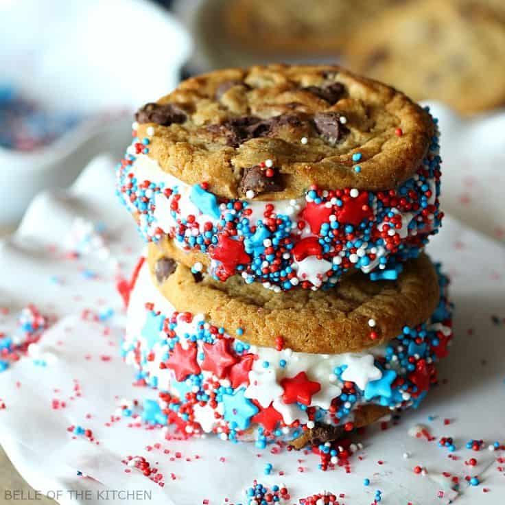 Patriotic Cookie Ice Cream Sandwiches