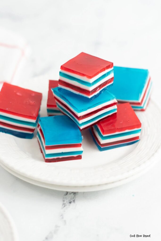 Red White and Blue Jello Ribbon Salad