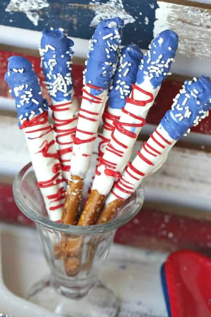 Stars And Stripes Dipped Pretzels