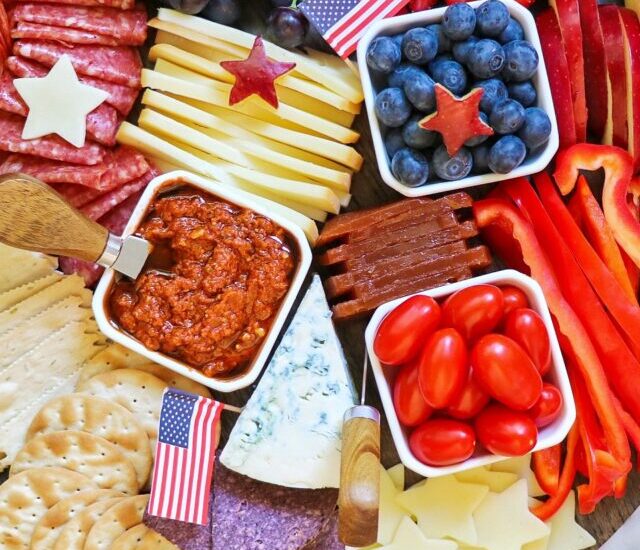 4th of July Charcuterie Board (how to make a patriotic red, white, and blue charcuterie board)
