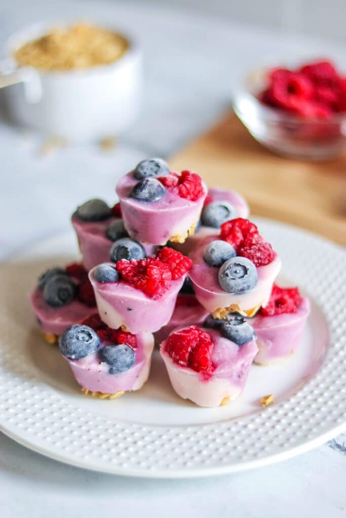Mixed Berry Frozen Yogurt Bites with Granola