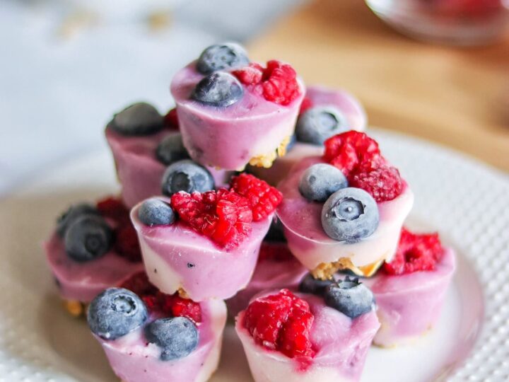 Mixed Berry Frozen Yogurt Bites with Granola - Fab Everyday