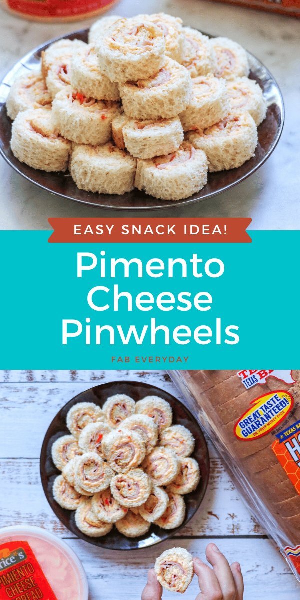 Pimento Cheese Pinwheels (easy ham and pimento cheese roll ups)