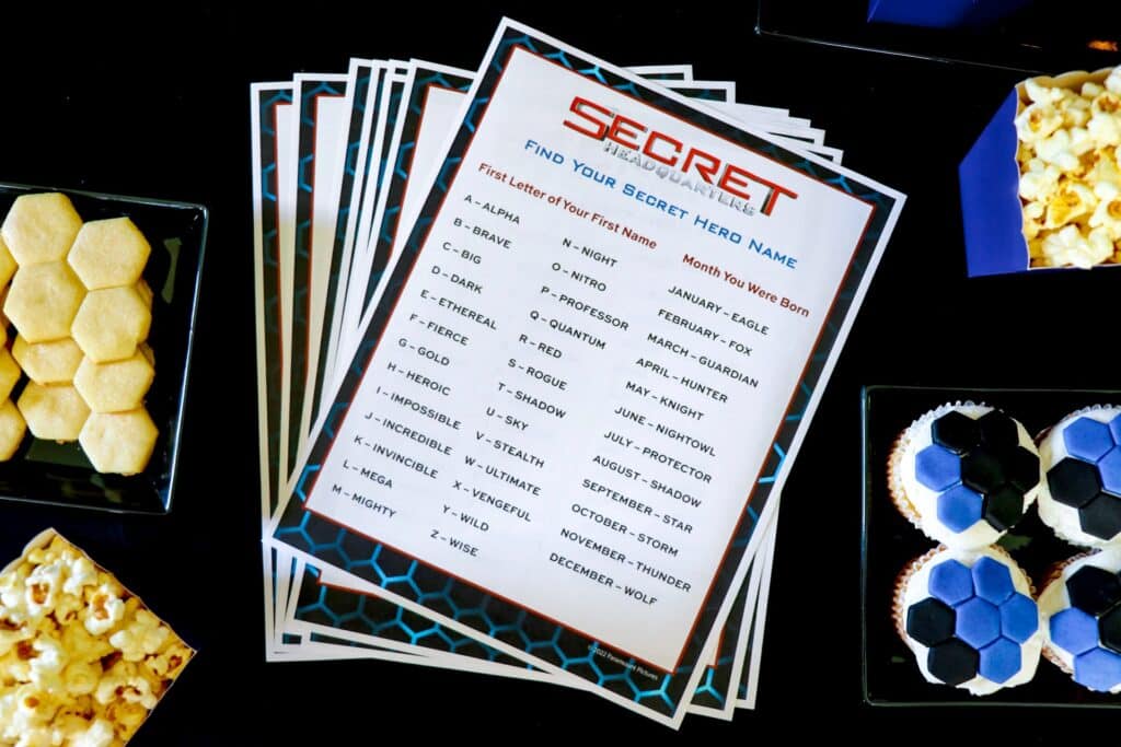 Activities for a Secret Headquarters Watch Party: Find Your Secret Hero Name Game