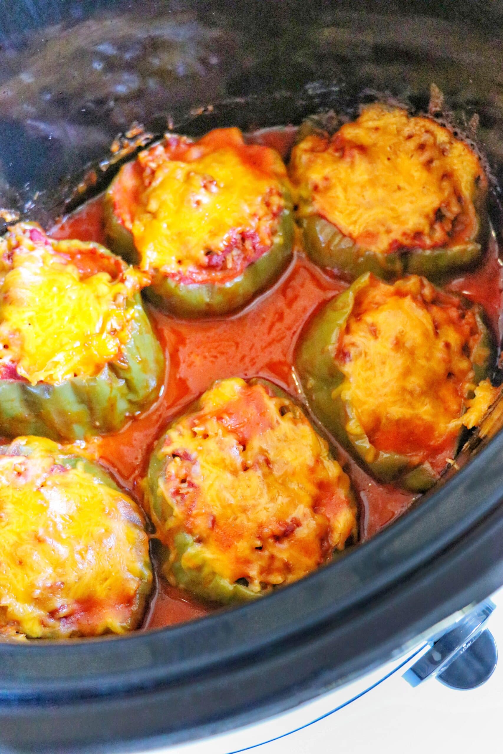 crock pot slow cooker stuffed peppers uncooked rice 