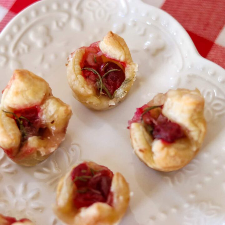 Cranberry, Camembert, and Rosemary Puff Pastry Bites