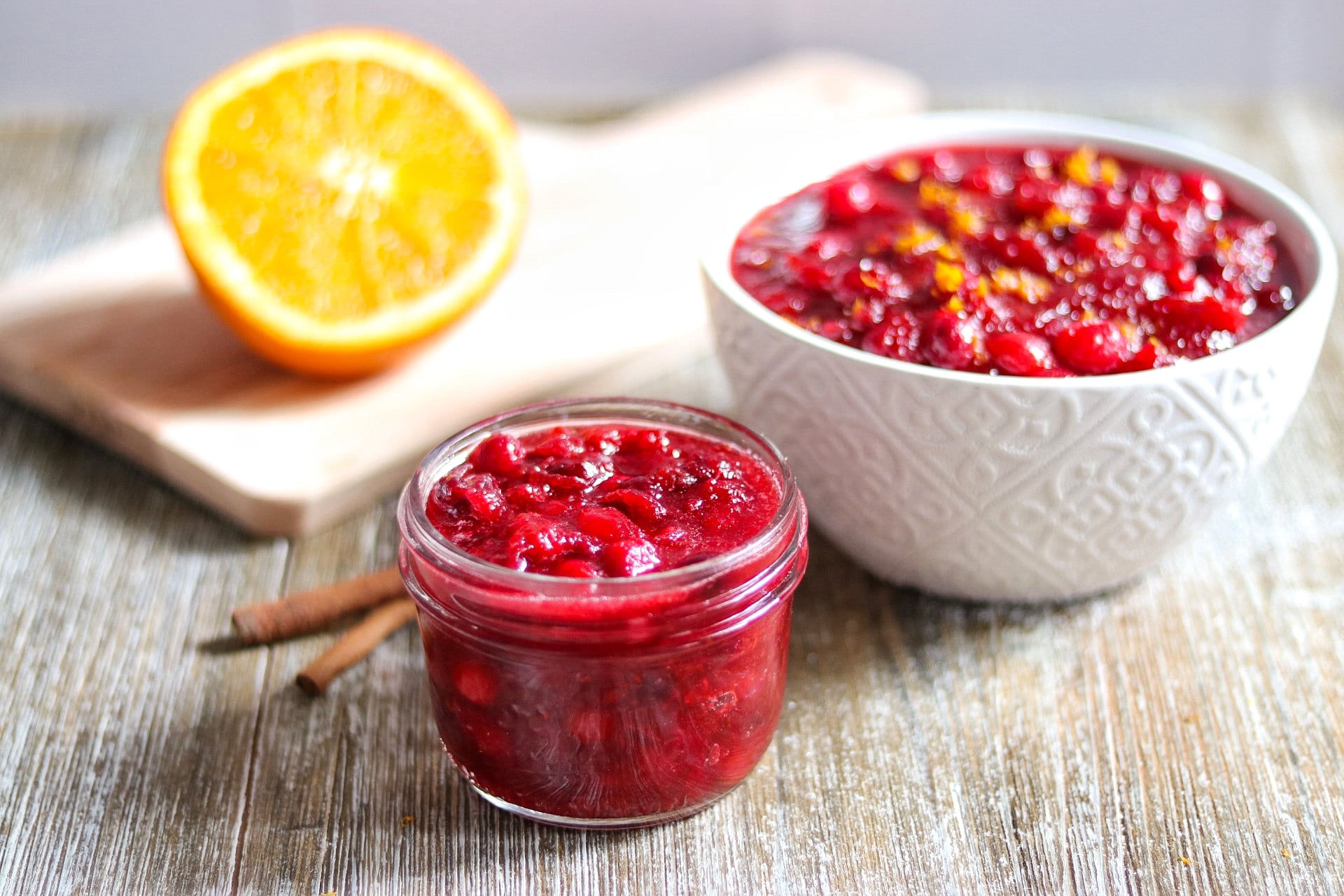 zesty cranberry sauce with orange zest and ginger