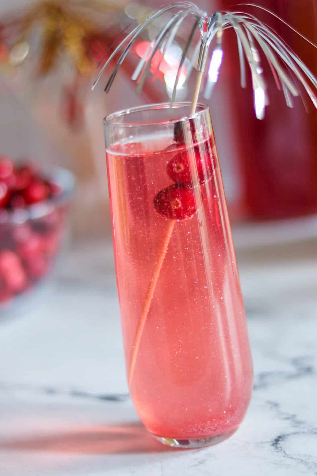 Cranberry Sparkler cocktail recipe (gin champagne cranberry cocktail)