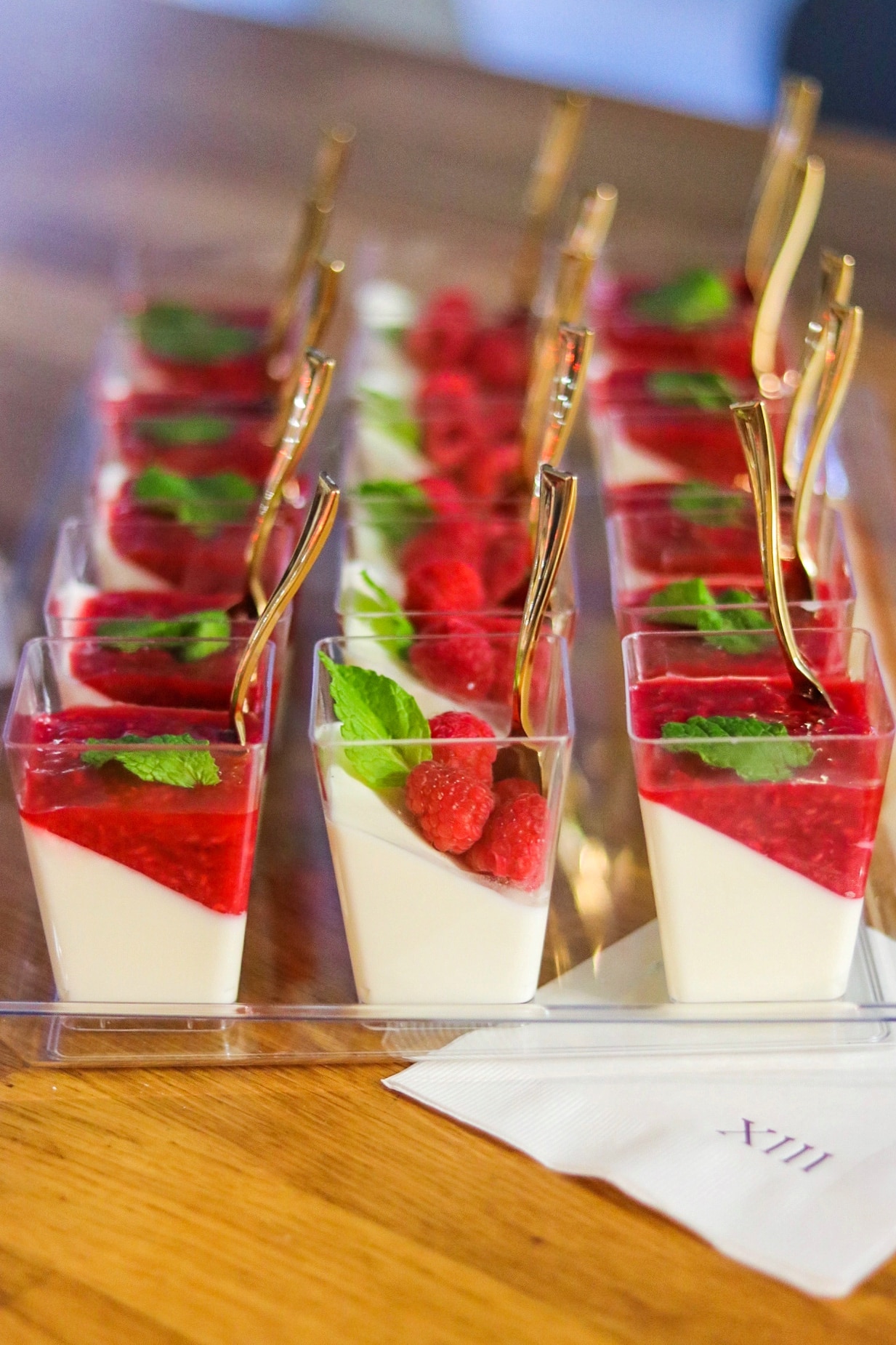 lemon panna cotta with raspberry compote: bougie birthday party food