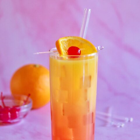 Sunrise Mocktail (Non-Alcoholic Orange Juice Mocktail)