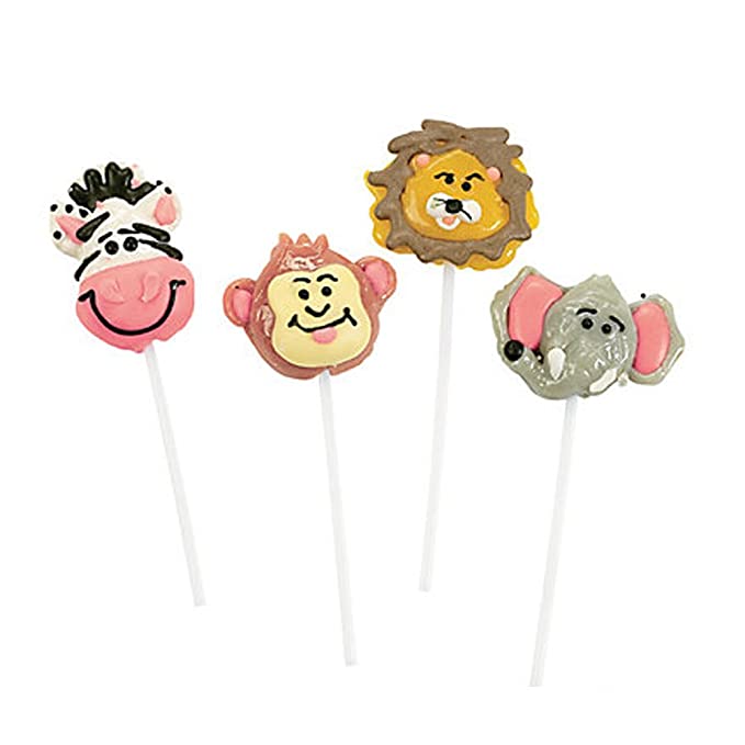 safari-themed 1st birthday favors - safari animal lollipops