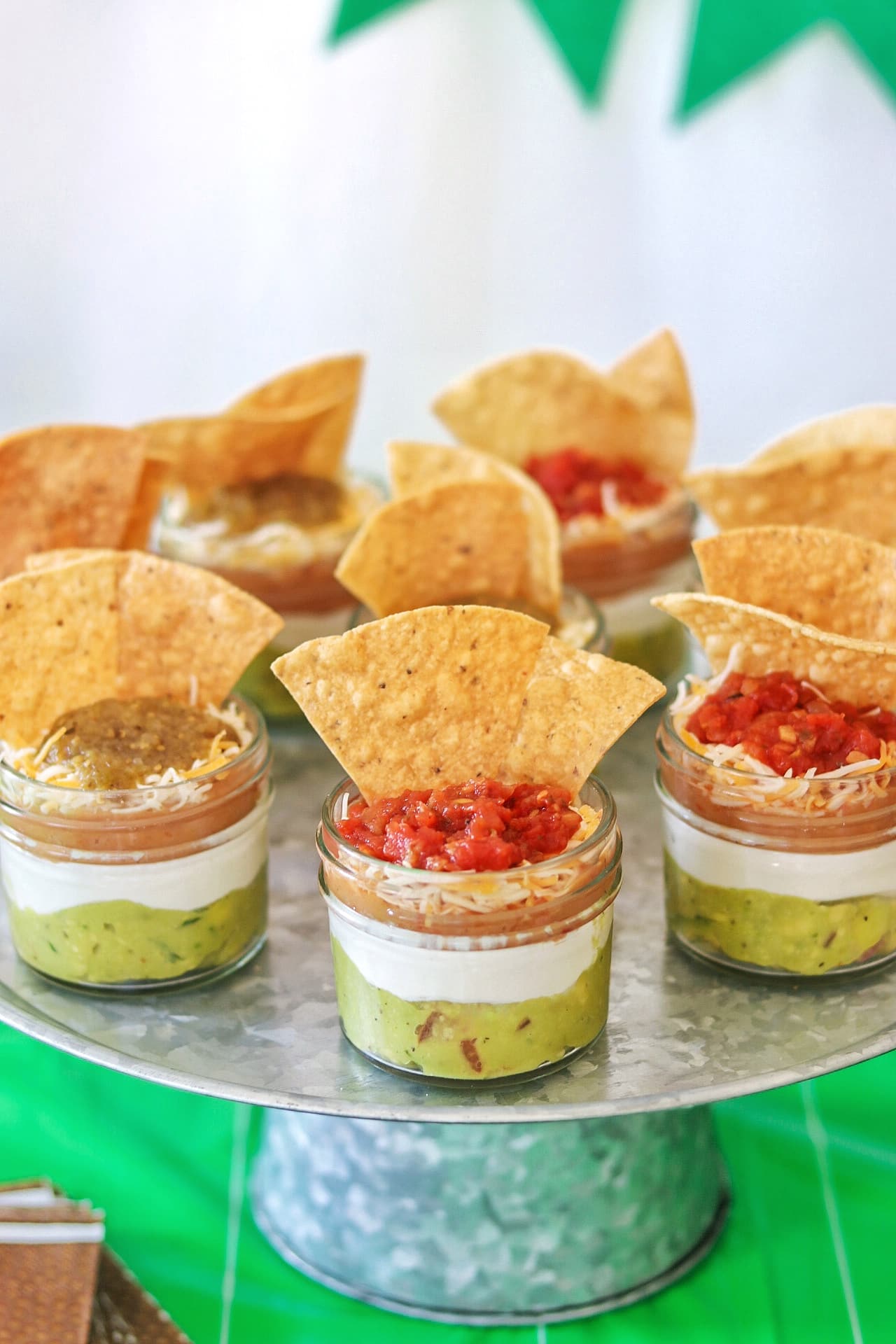 Individual Five Layer Dip Cups (easy 5 layer bean dip individual cup appetizers for game day)