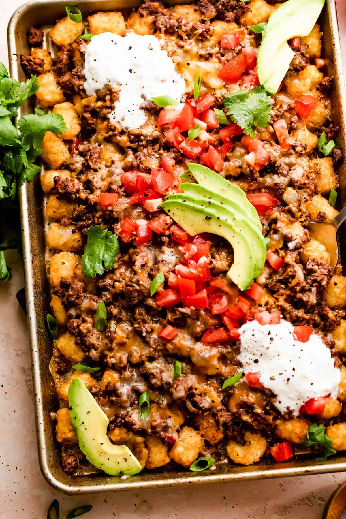 Totchos and other Loaded Tots Recipes - Easy Sheet Pan Totchos with Beef