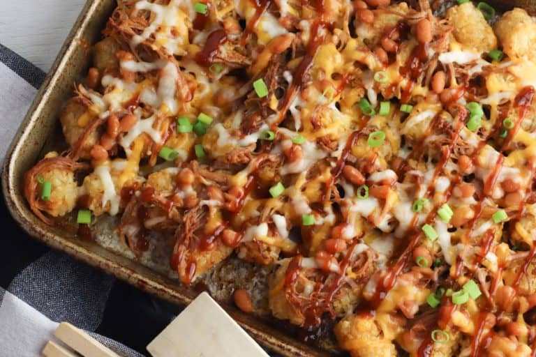 Totchos and other Loaded Tots Recipes - Loaded Pulled Pork Tater Tot Nachos