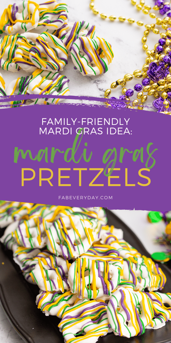 Mardi Gras Candy Melt Pretzels (kid-friendly Mardi Gras food idea)