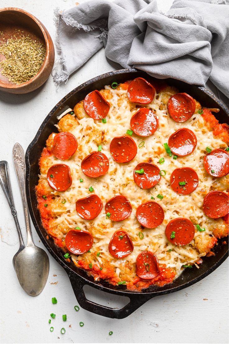 Tater Tot Casseroles and Hotdish Recipes - Vegan Pizza Tater Tot Casserole