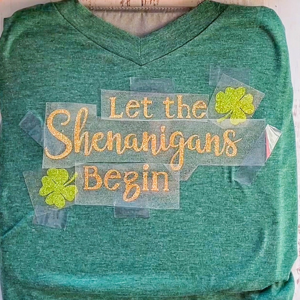 cute women's St. Patrick's Day shirts: DIY let the shenanigans begin shirt made with Cricut