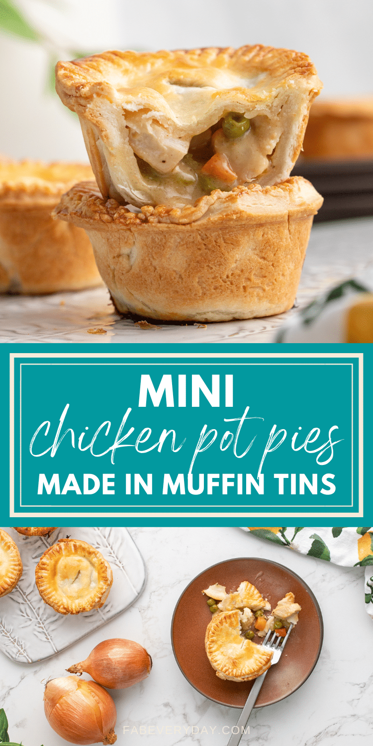 Muffin Tin Chicken Pot Pies (mini chicken pot pies with pie crust)