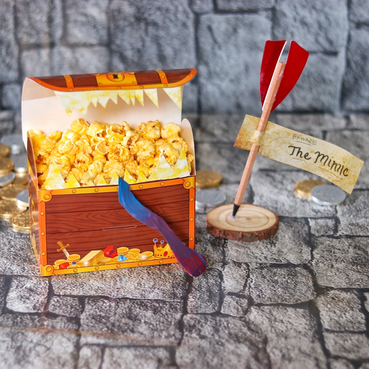 Dungeons and Dragons themed food - Mimic Chest popcorn box