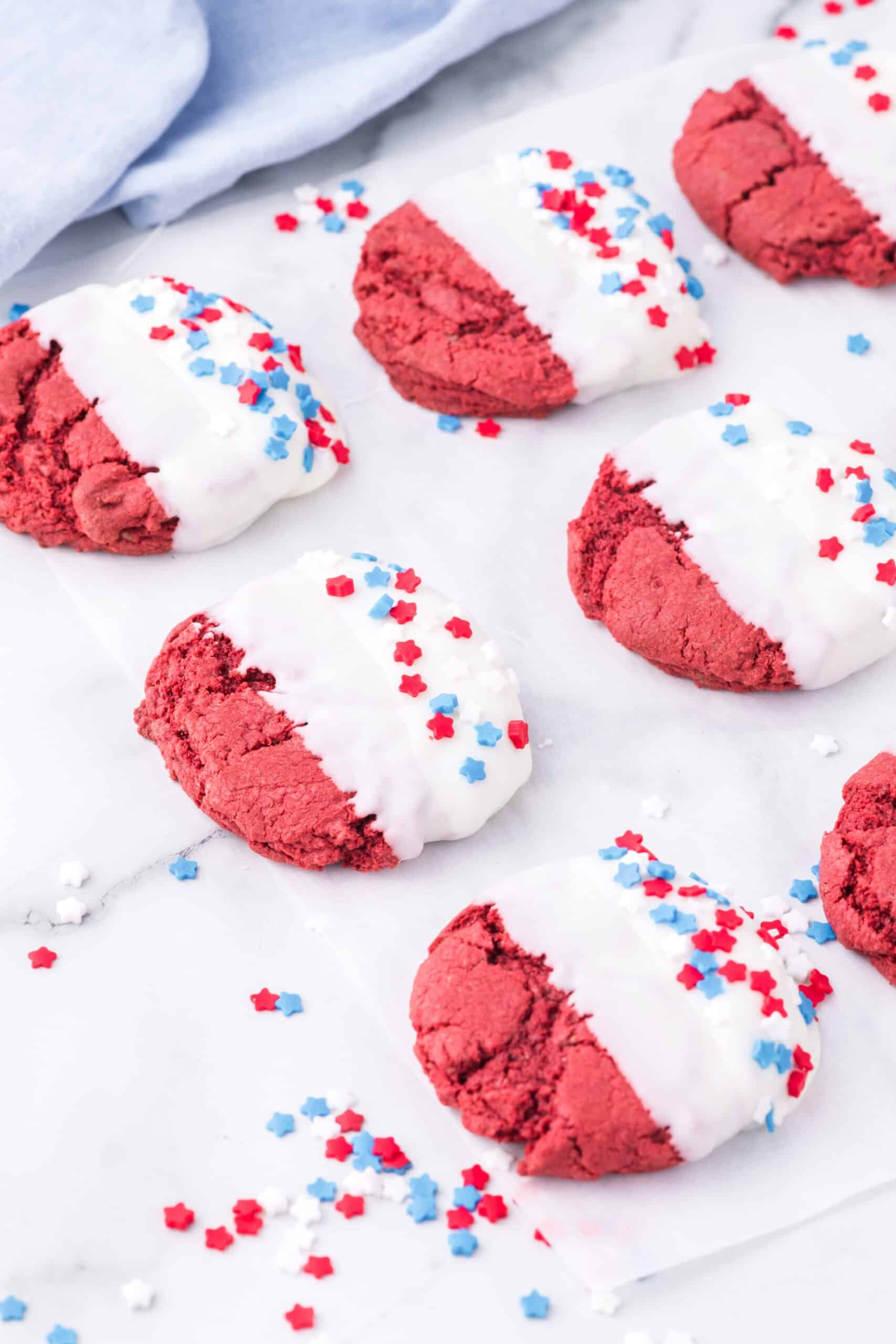 patriotic red velvet cookies (4th July cookies)