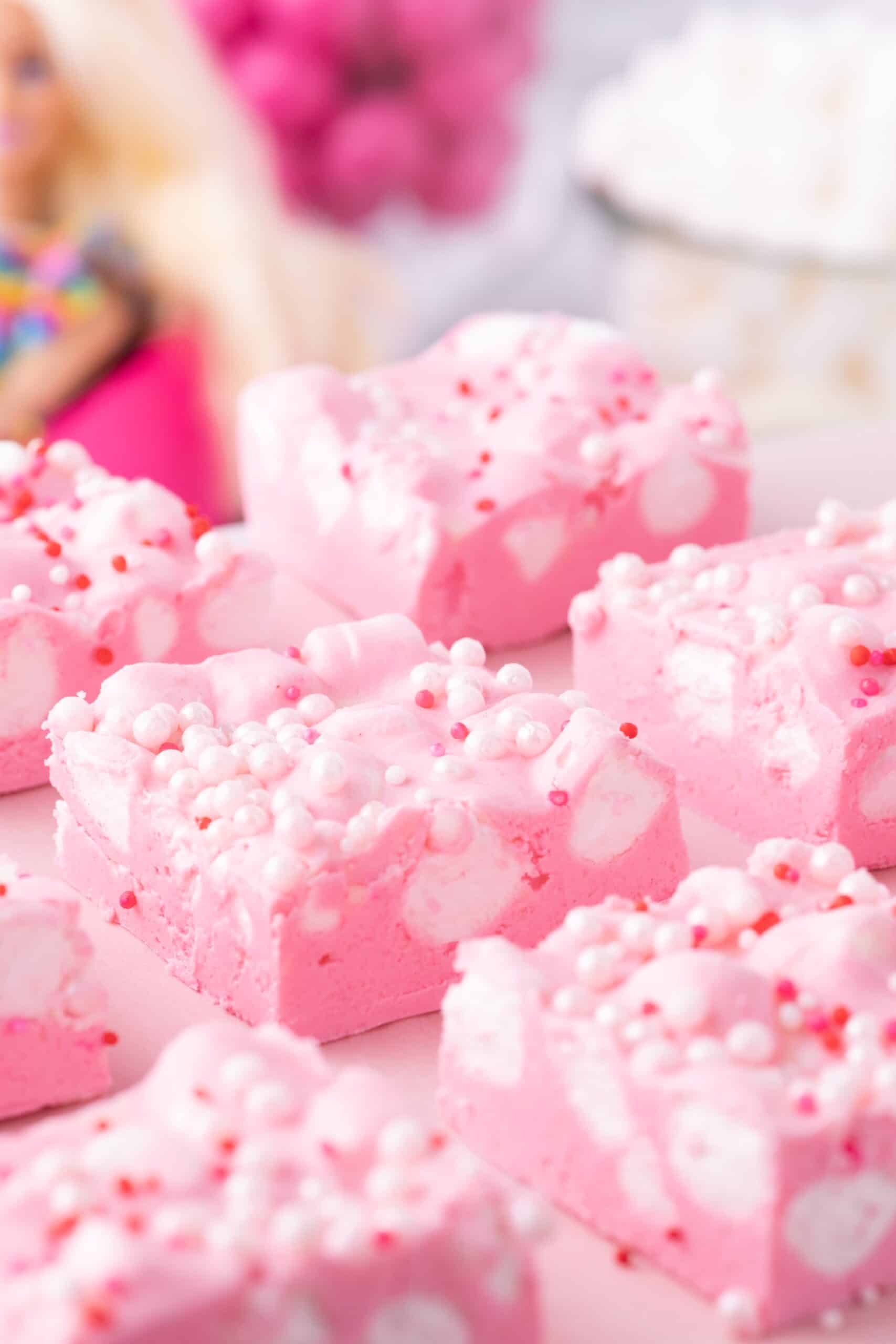 Barbie themed snacks: Bubblegum Fudge