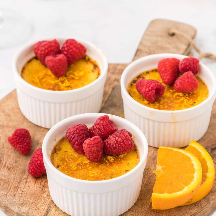 Honey-Orange Crème Brûlée with Raspberries (lighter creme brulee recipe)