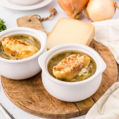 Onion Soup with Crostini (light French onion soup recipe)