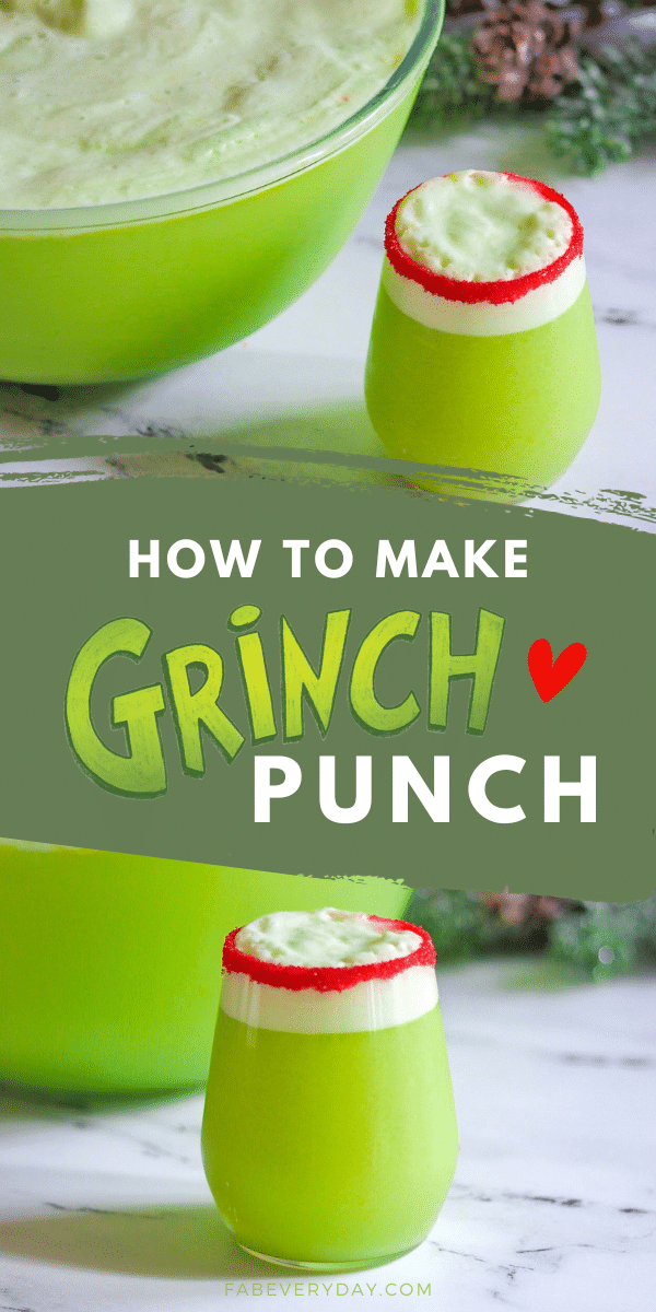 Grinch Punch recipe (non-alcoholic Grinch mocktail for Christmas)