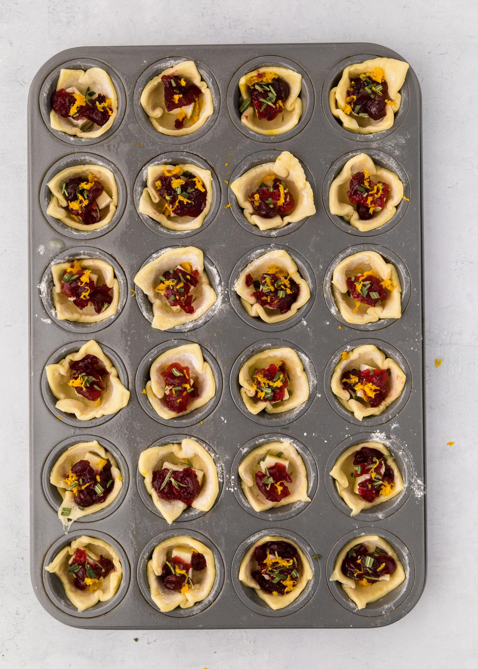 cranberry and Camembert pastry bites