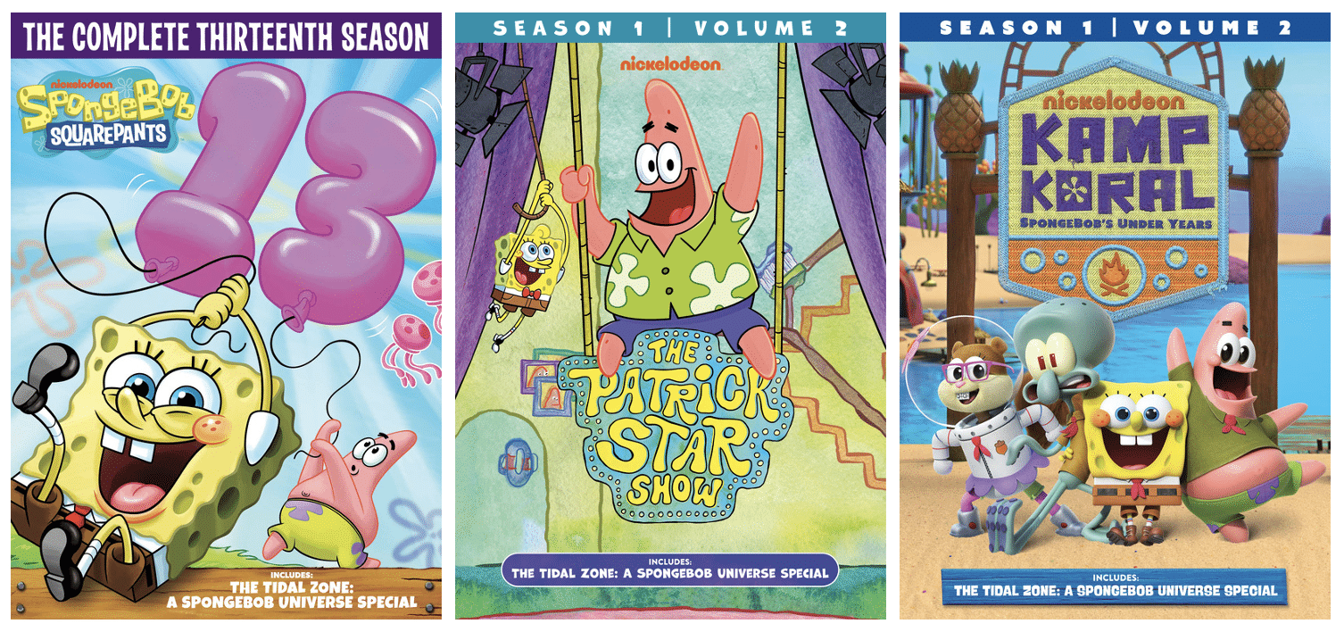 SpongeBob SquarePants: The Complete Thirteenth Season; The Patrick Star Show: Season 1, Volume 2; and Kamp Koral: SpongeBob's Under Years - Season 1, Volume 2