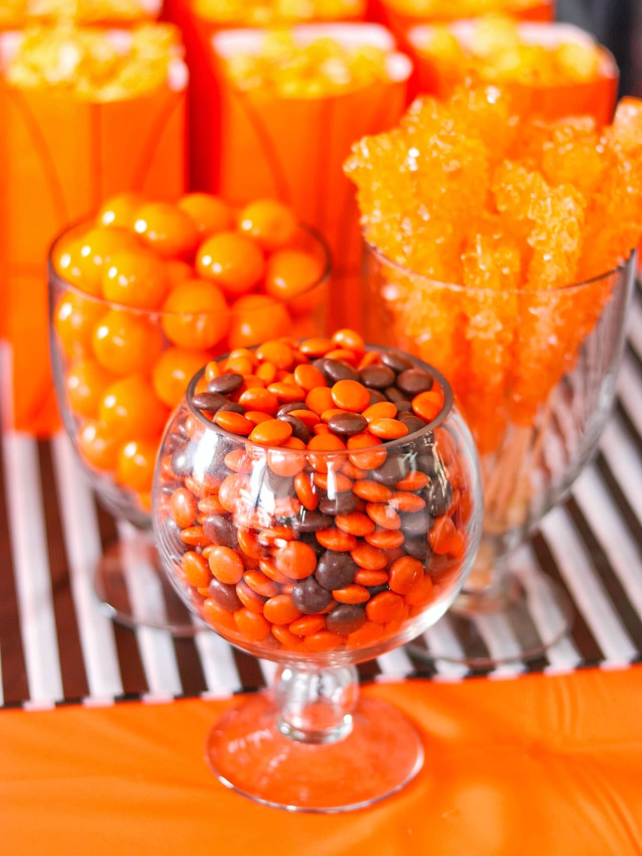orange candy buffet for a March Madness party