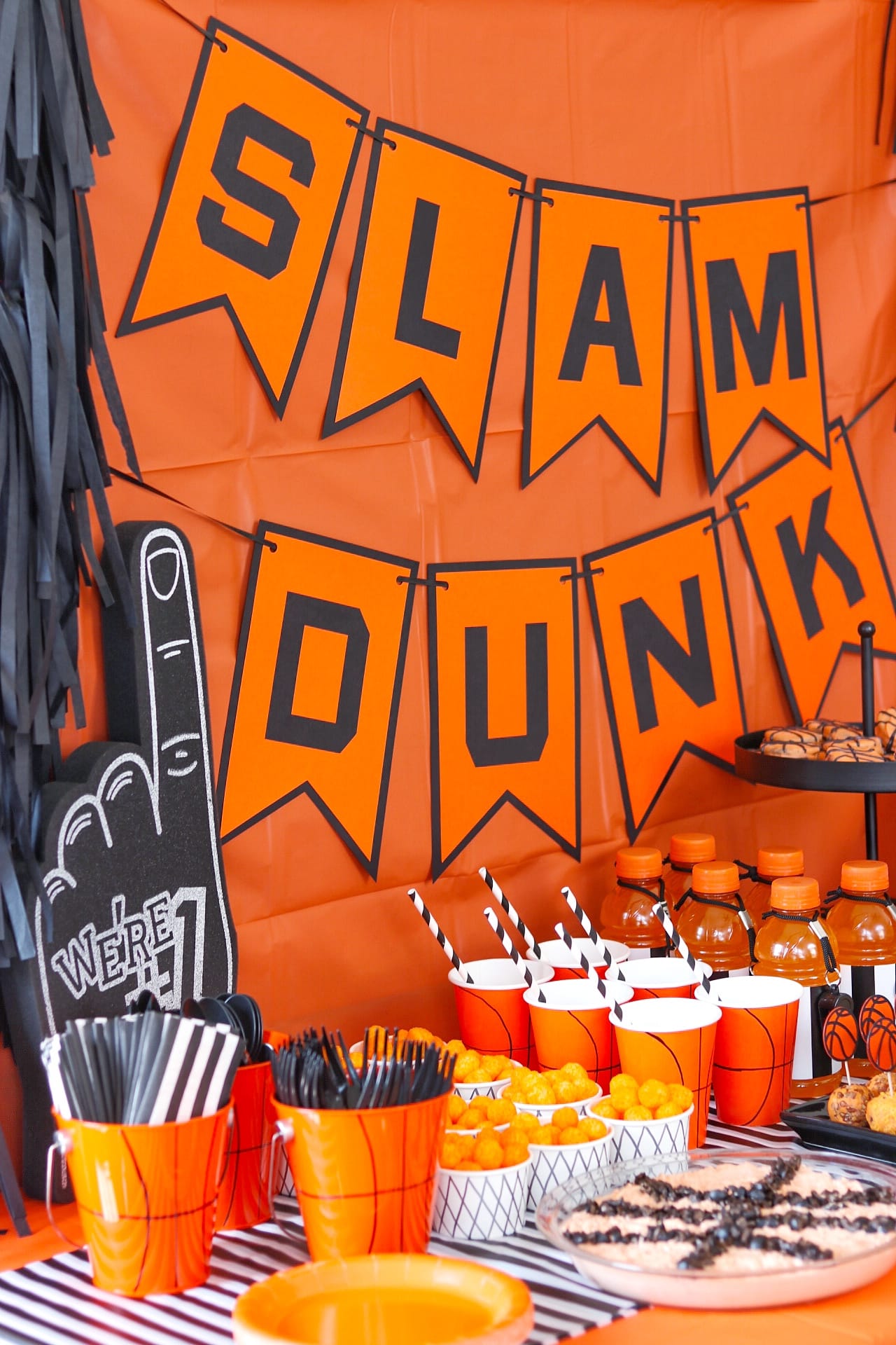 Basketball-Themed Party Ideas (great for a basketball watch party, birthday party, or team end-of-season celebration)