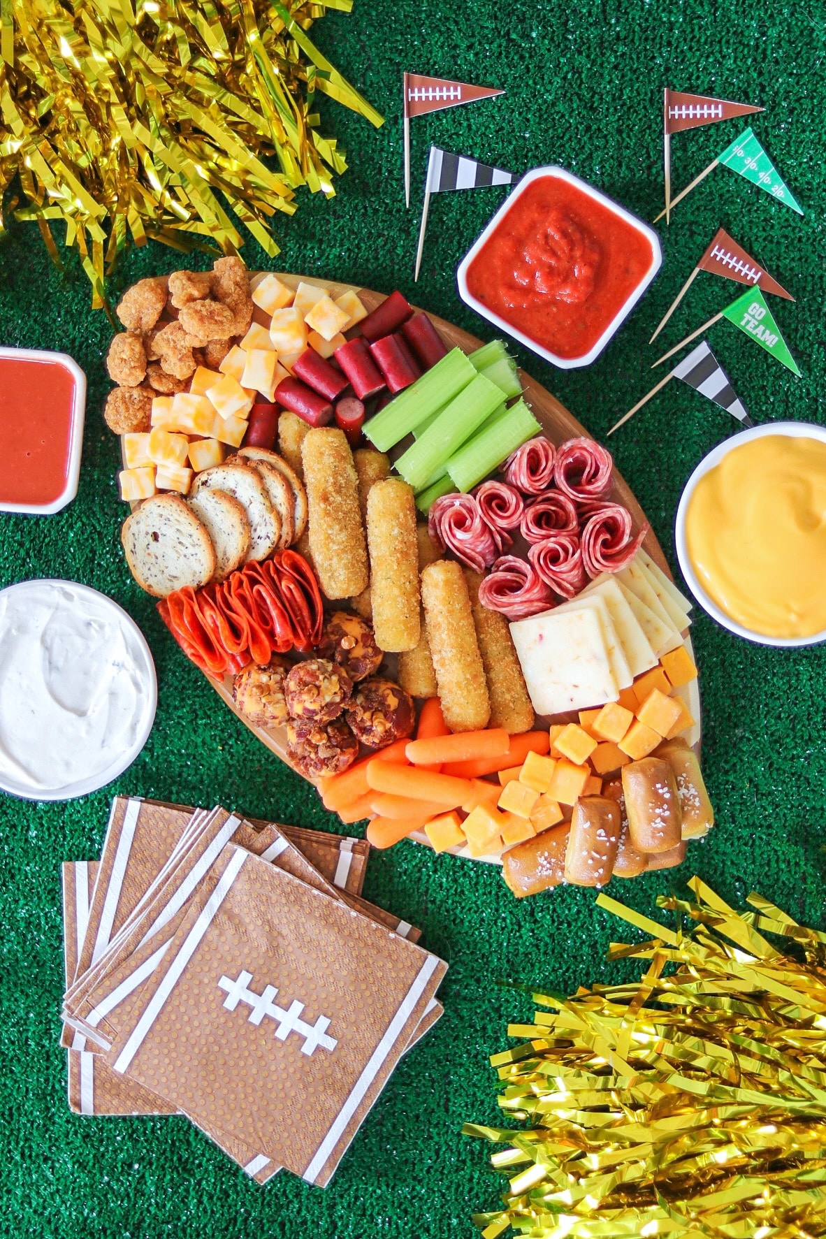 charcuterie board for football game: how to make a football charcuterie board 