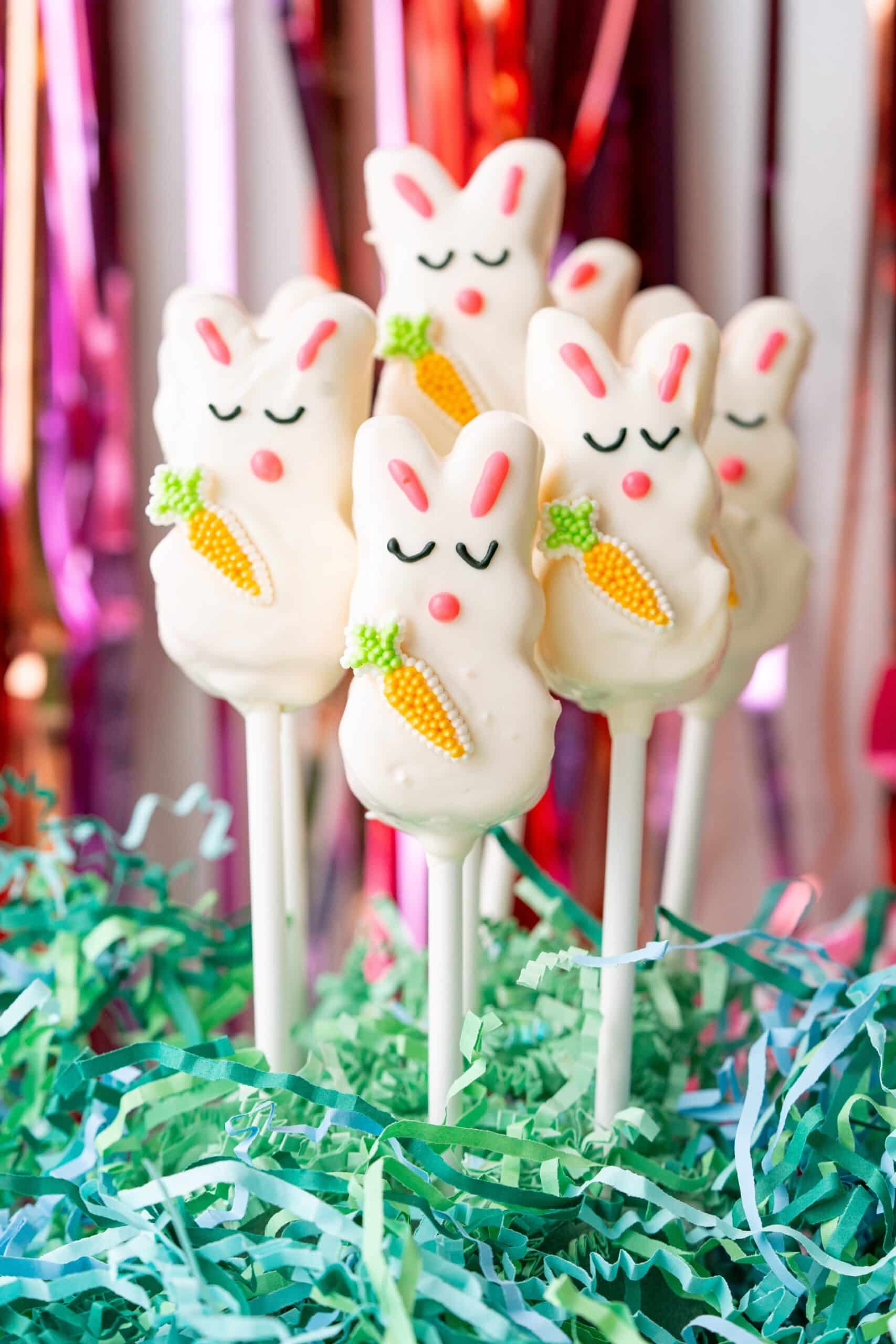 Easy Easter Bunny Pops (chocolate covered Peeps pops)
