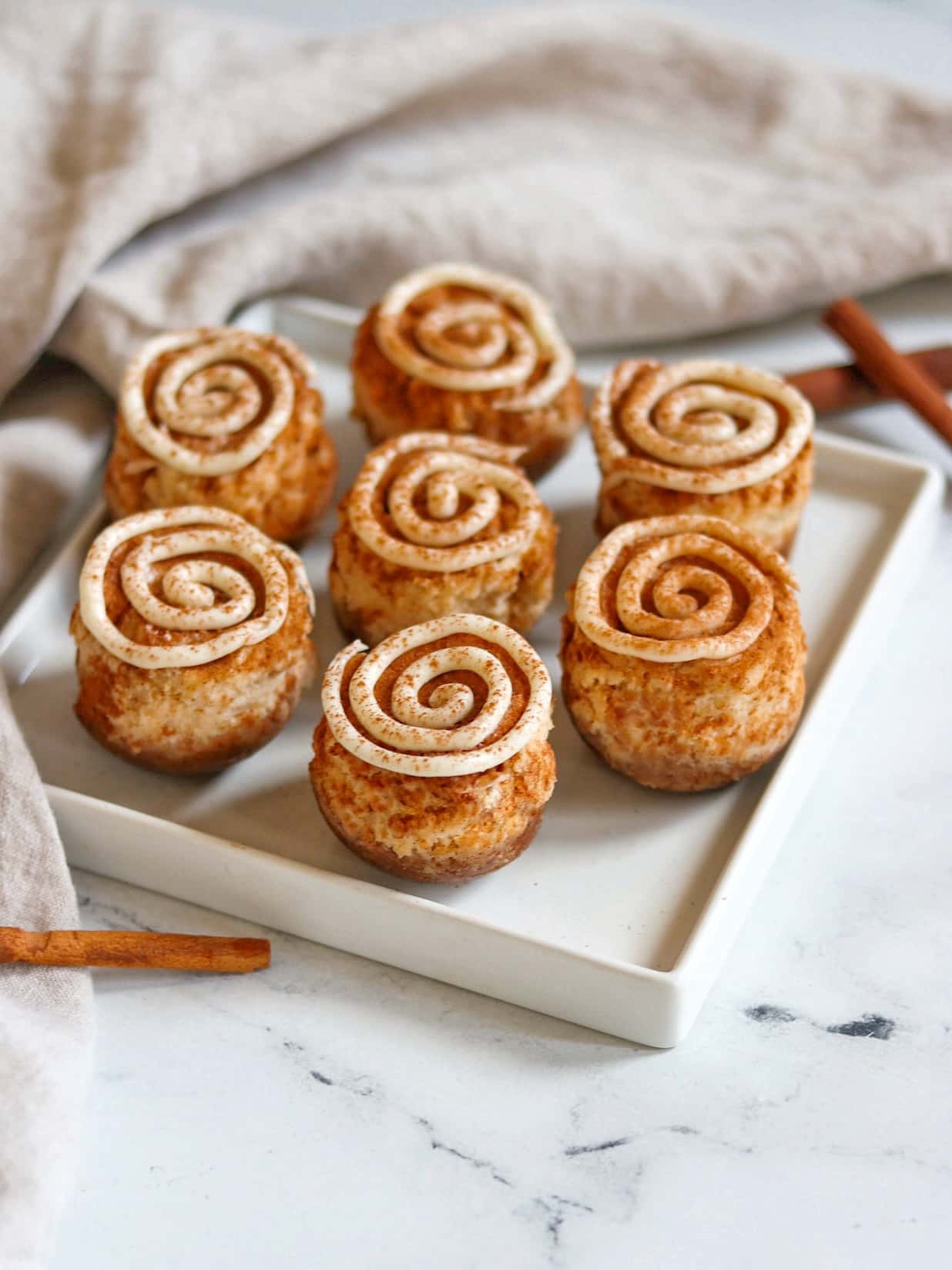 mini cinnamon roll cheesecakes made in the Instant Pot