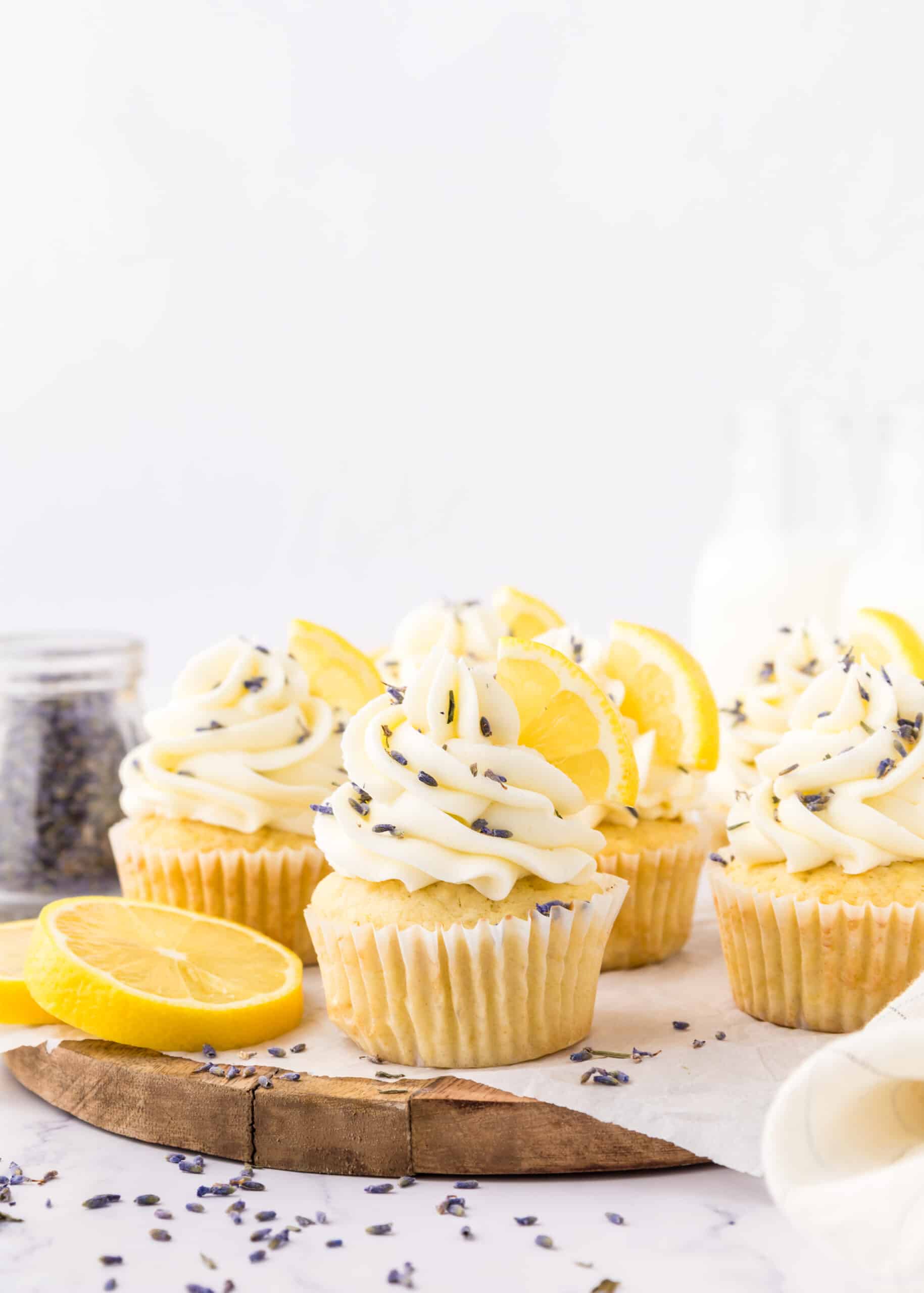 lemon lavender cupcakes with lemon frosting