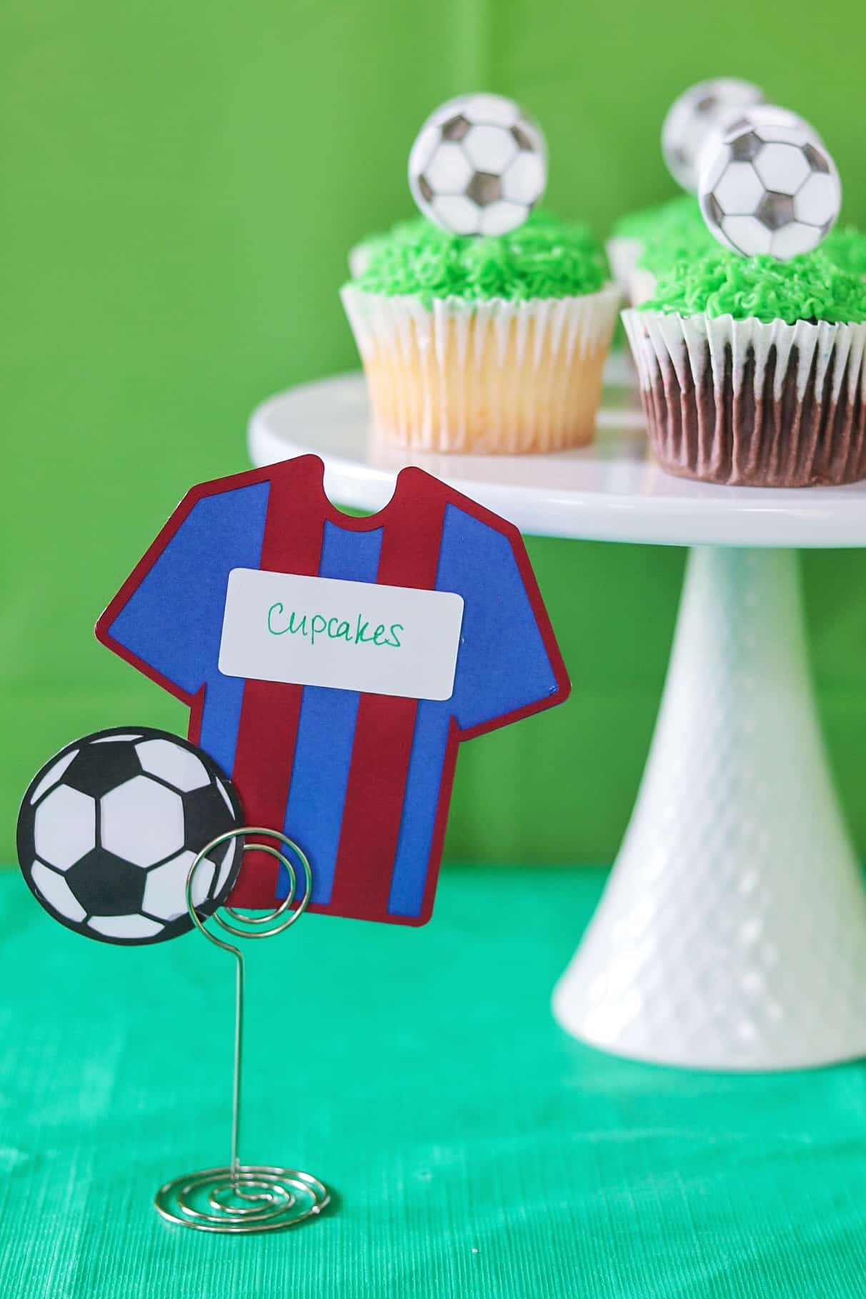 DIY soccer party decorations for a soccer watch party or soccer birthday party