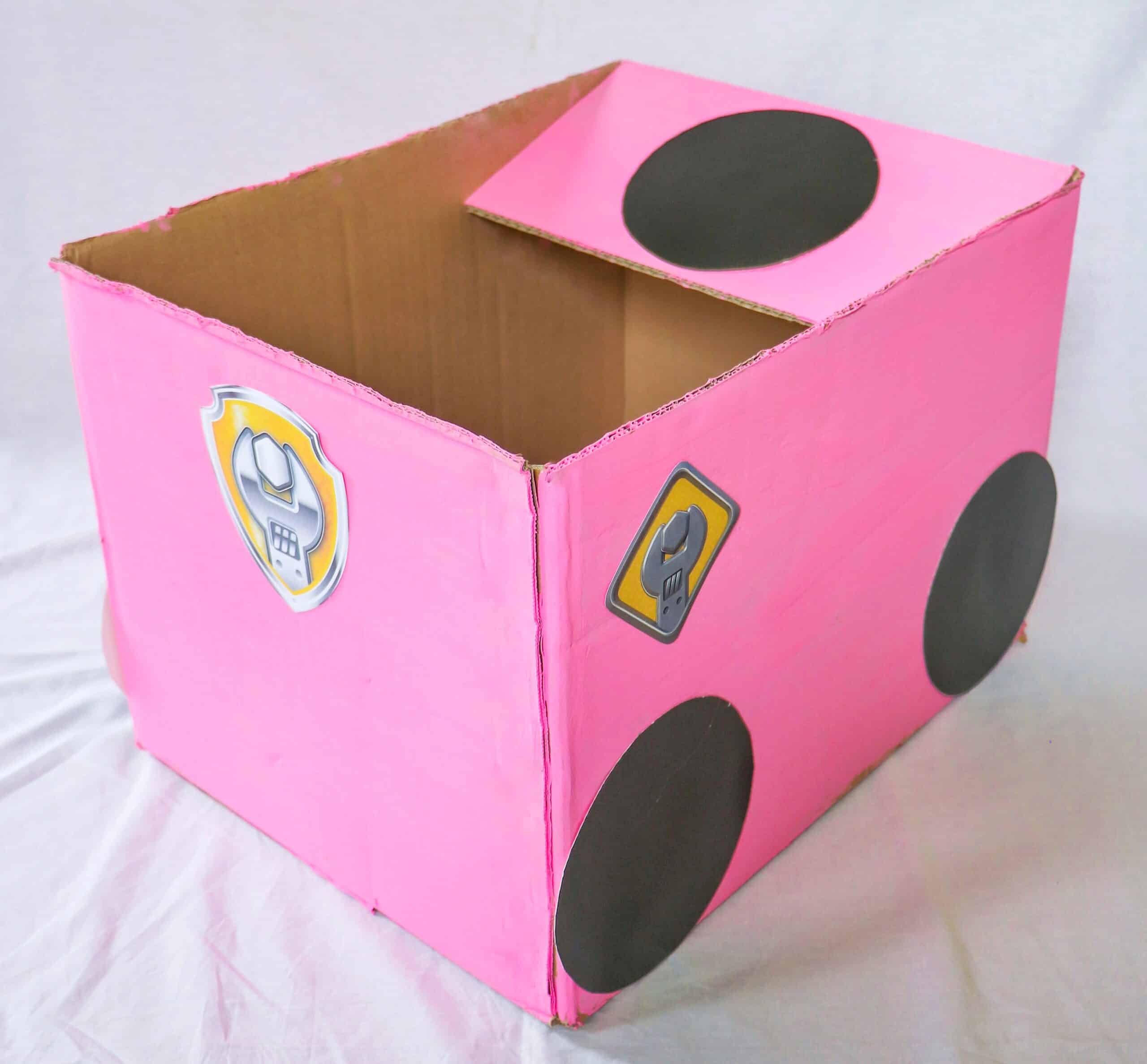 how to make a car out of a cardboard box for a paw patrol watch party