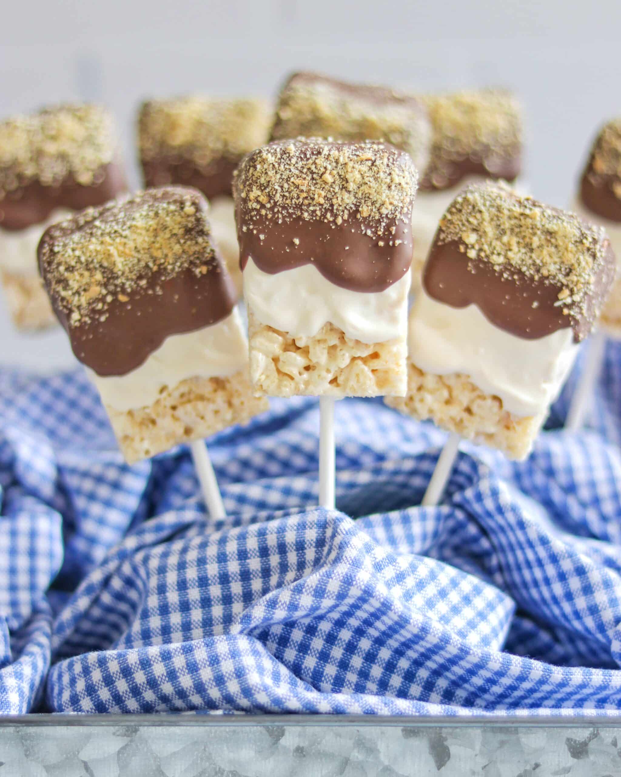 smores rice krispie treat pops