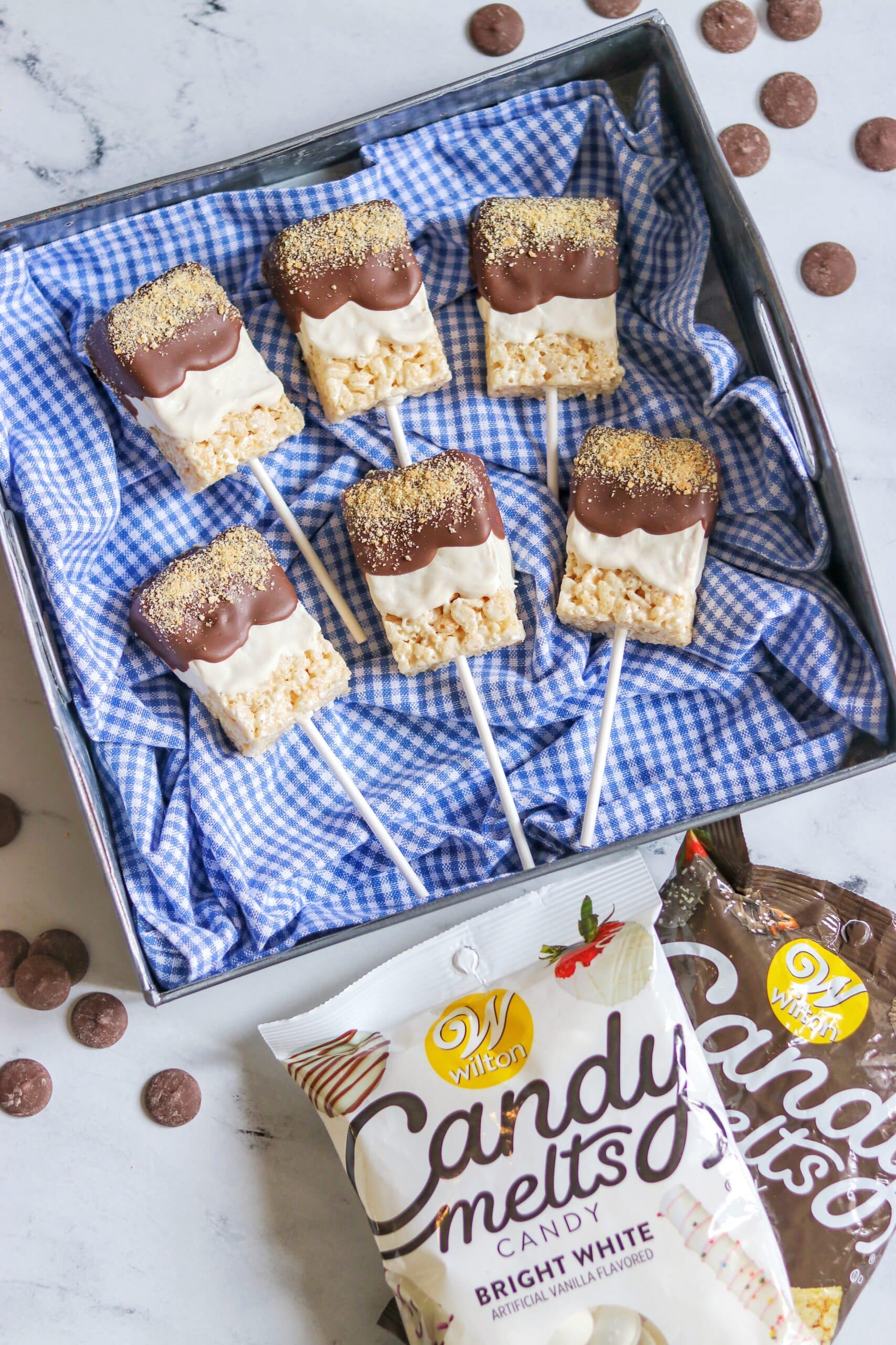 smores rice krispies treats pops